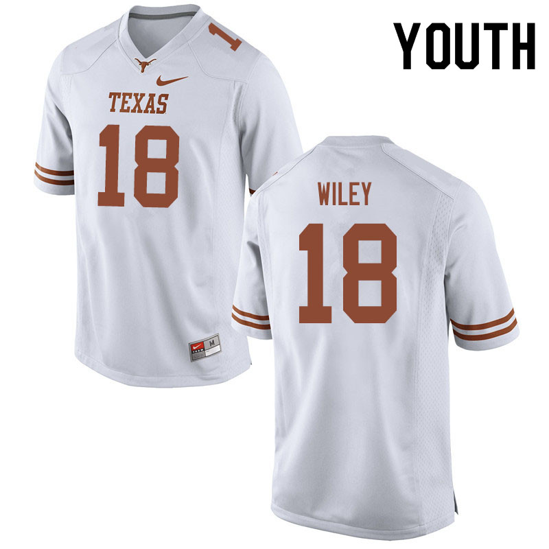 Youth #18 Jared Wiley Texas Longhorns College Football Jerseys Sale-White
